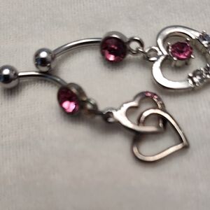 Elegant Pink Heart Dangle Earrings